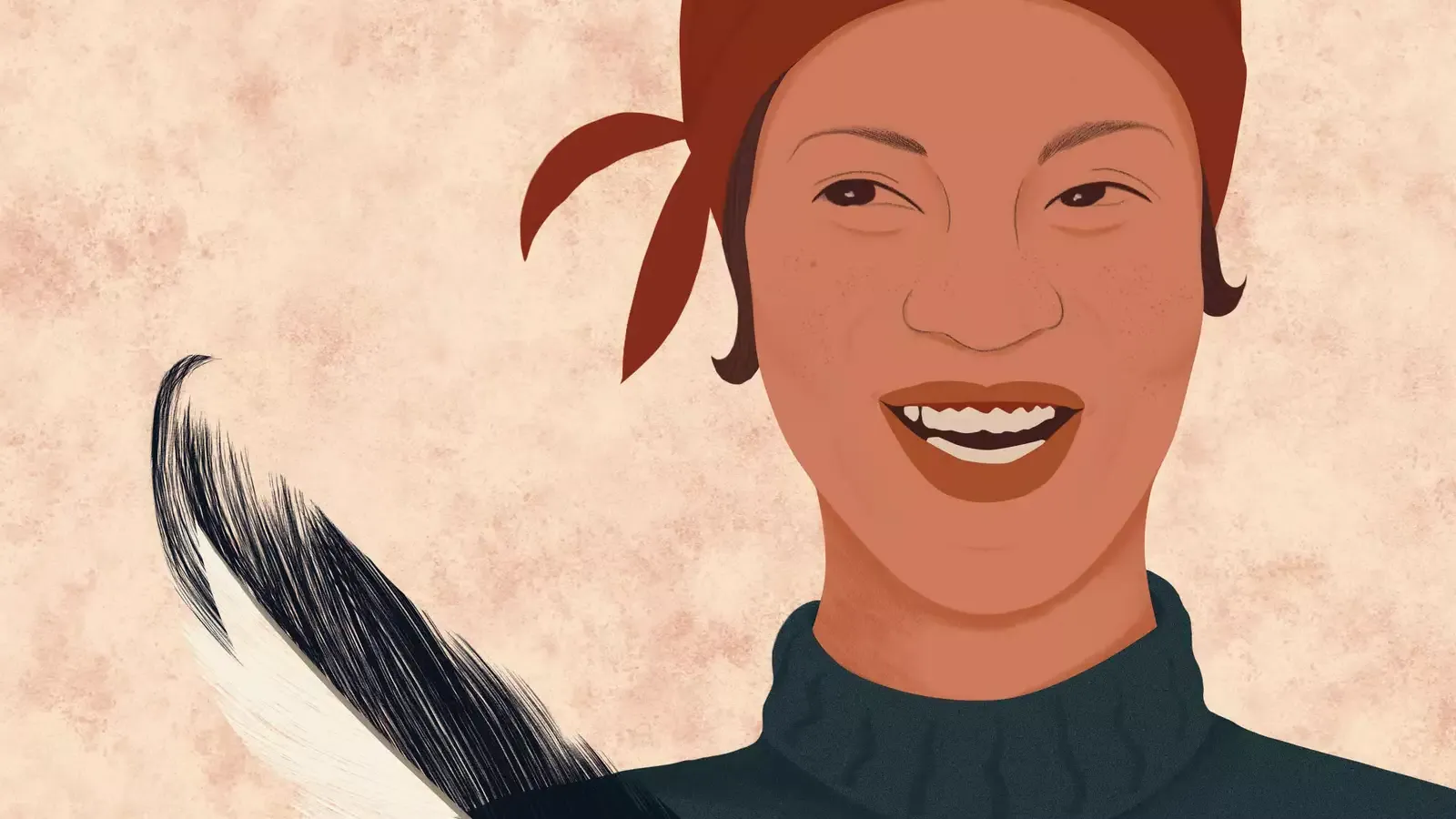 illustration of Zora Neale hurston holding a quill pen 