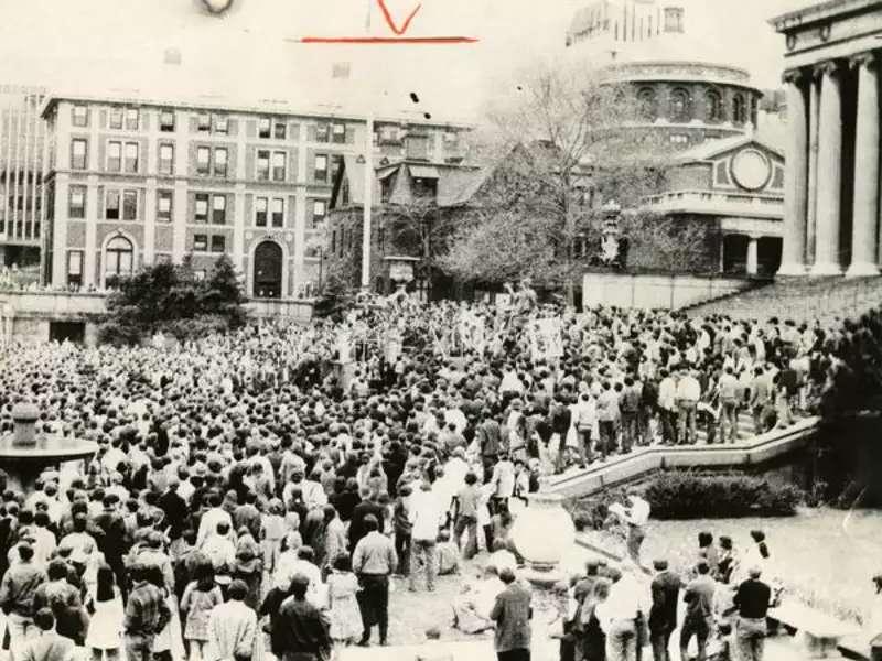 A huge outdoor rally on Low Steps, 1976